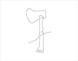 Continuous Line Drawing Of Axe. One Line Of Axe. Hatchet Continuous Line Art. Editable Outline. vector