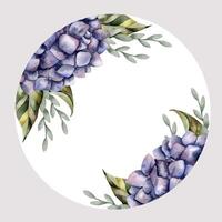 Hand-drawn watercolor frame with hydrangea vector