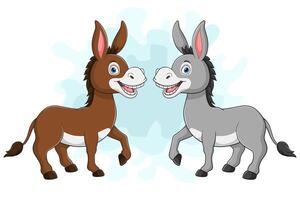 dibujos animados de dos burros teniendo divertido vector