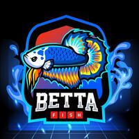 Blue panda betta fish mascot. esport logo design vector