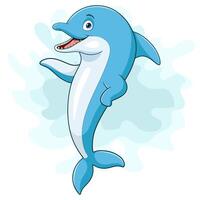 Cartoon dolphin on white background vector