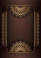 luxury brown background, with gold mandala ornaments vector