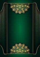 luxury green background, with gold mandala ornaments vector