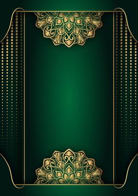luxury green background, with gold mandala ornaments