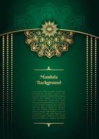 luxury green background, with gold mandala ornaments vector