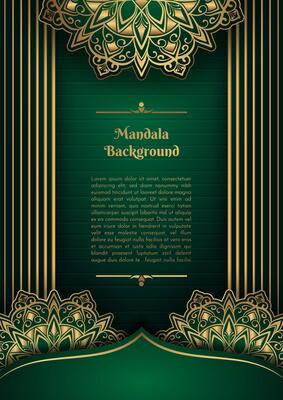 luxury green background, with gold mandala ornaments