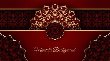 lujo rojo antecedentes con ornamental mandala vector