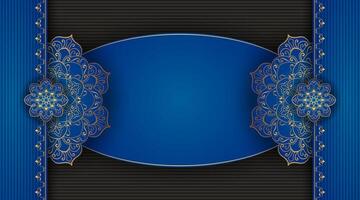blue background, with gold mandala ornaments vector