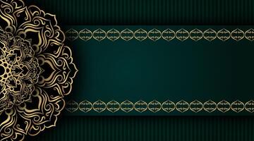dark green background with gold mandala ornament vector
