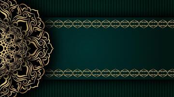 dark green background with gold mandala ornament vector