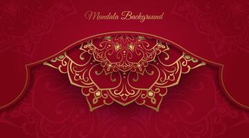 Red luxury background with mandala ornament vector