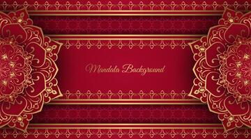 Red luxury background with mandala ornament vector