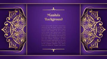 purple luxury background with gold mandala ornament vector