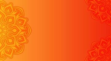 red and yellow background with mandala decoration vector