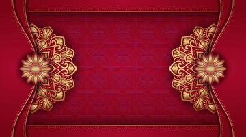 Red luxury background with mandala ornament vector