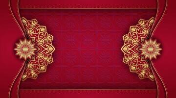 Red luxury background with mandala ornament vector