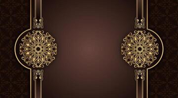 marrón antecedentes con oro mandala adornos vector