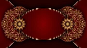 luxury red background with mandala ornament vector