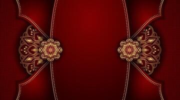 beautiful red background, with gold mandala ornaments vector