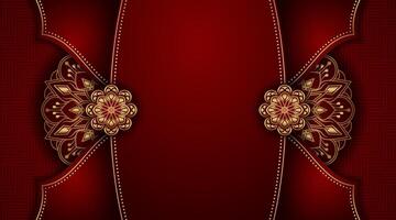 beautiful red background, with gold mandala ornaments vector