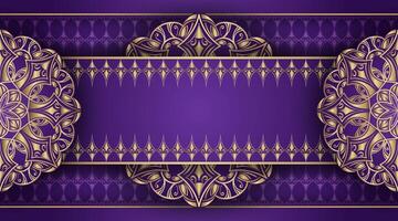 purple luxury background with gold mandala ornament vector