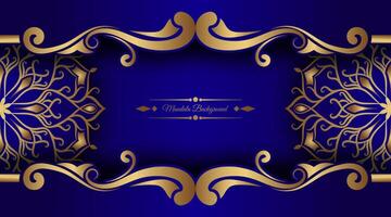 dark blue background, with gold mandala ornaments vector