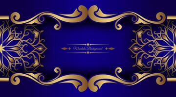 dark blue background, with gold mandala ornaments vector