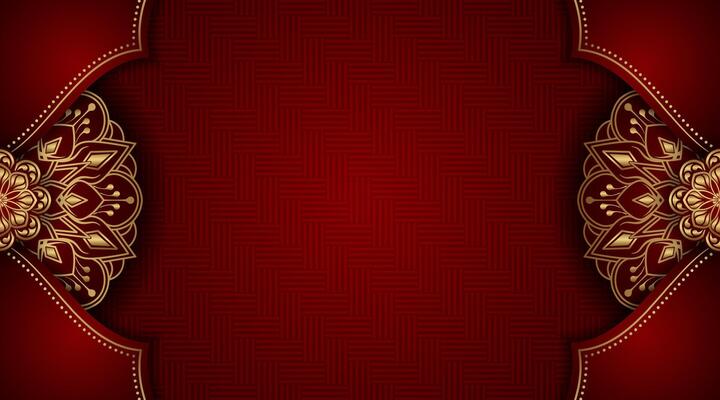 beautiful red background, with gold mandala ornaments