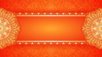 red and yellow background with mandala decoration vector