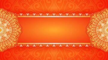 red and yellow background with mandala decoration vector