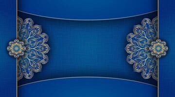 blue background, with gold mandala ornaments vector