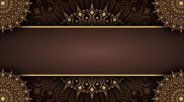 brown background with gold mandala ornaments vector