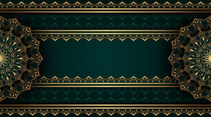 dark green background with gold mandala ornament