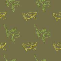 Seamless pattern with mango on dark background vector