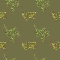 Seamless pattern with mango on dark background vector