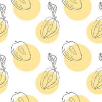 Seamless pattern with mango, tropical fruit background vector