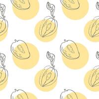 Seamless pattern with mango, tropical fruit background vector