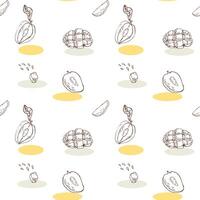 Seamless pattern with mango, tropical fruit sketch vector