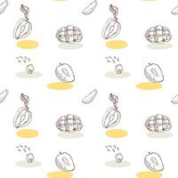 Seamless pattern with mango, tropical fruit sketch vector