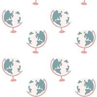 Cute school pattern with globe vector