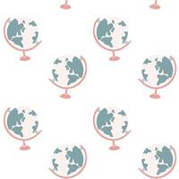 Cute school pattern with globe vector