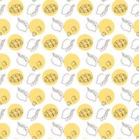 Seamless pattern with mango, tropical fruit background with round vector