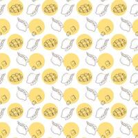 Seamless pattern with mango, tropical fruit background with round vector