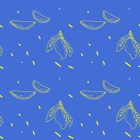 Seamless pattern with mango on blue background vector