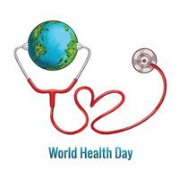 World health day concept with stethoscope globe background vector