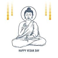 Vesak day traditional budha sketch card background vector