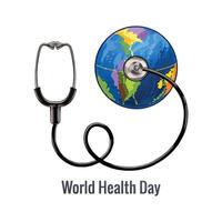 World health day concept with stethoscope globe background vector