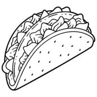 Taco outline illustration coloring book page line art drawing vector