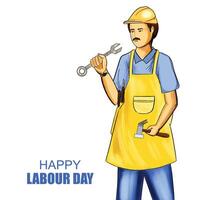 Happy labour day on workar card design vector