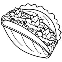 Gyro food outline illustration digital coloring book page line art drawing vector